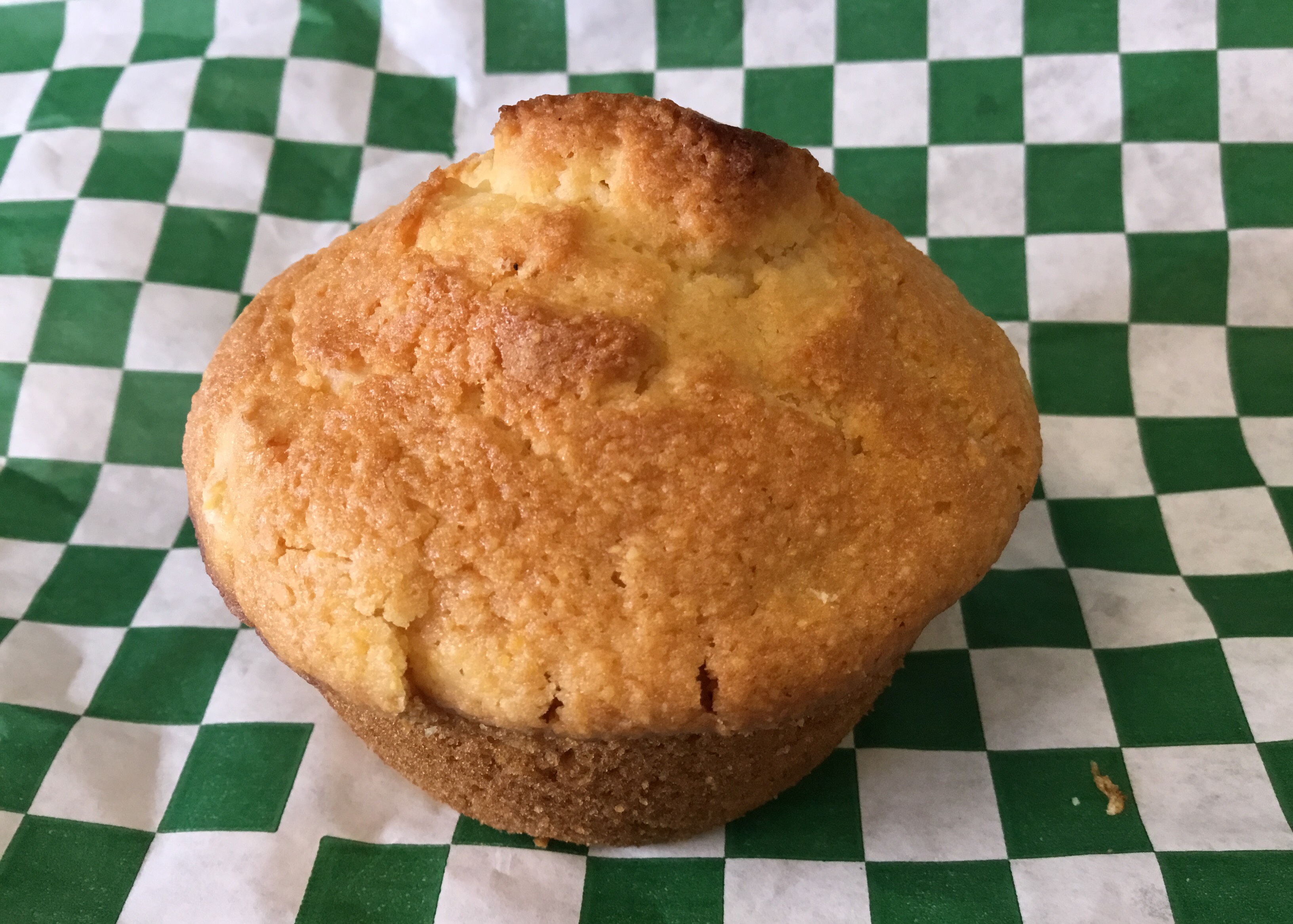 Homemade cornbread muffin.