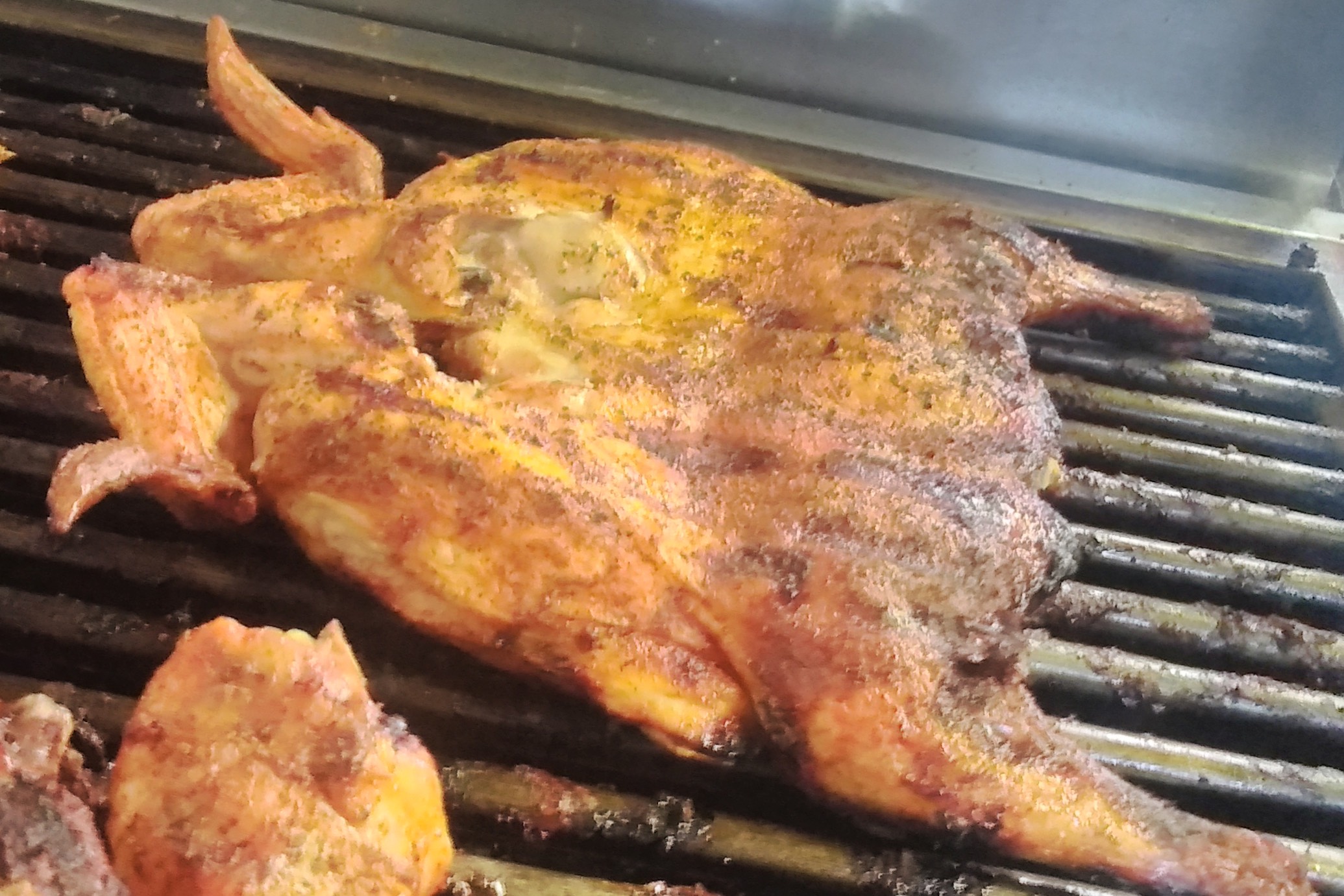 8 pieces of flame-broiled chicken (4 legs and 4 thighs) served with 2 large sides and BBQ sauce.