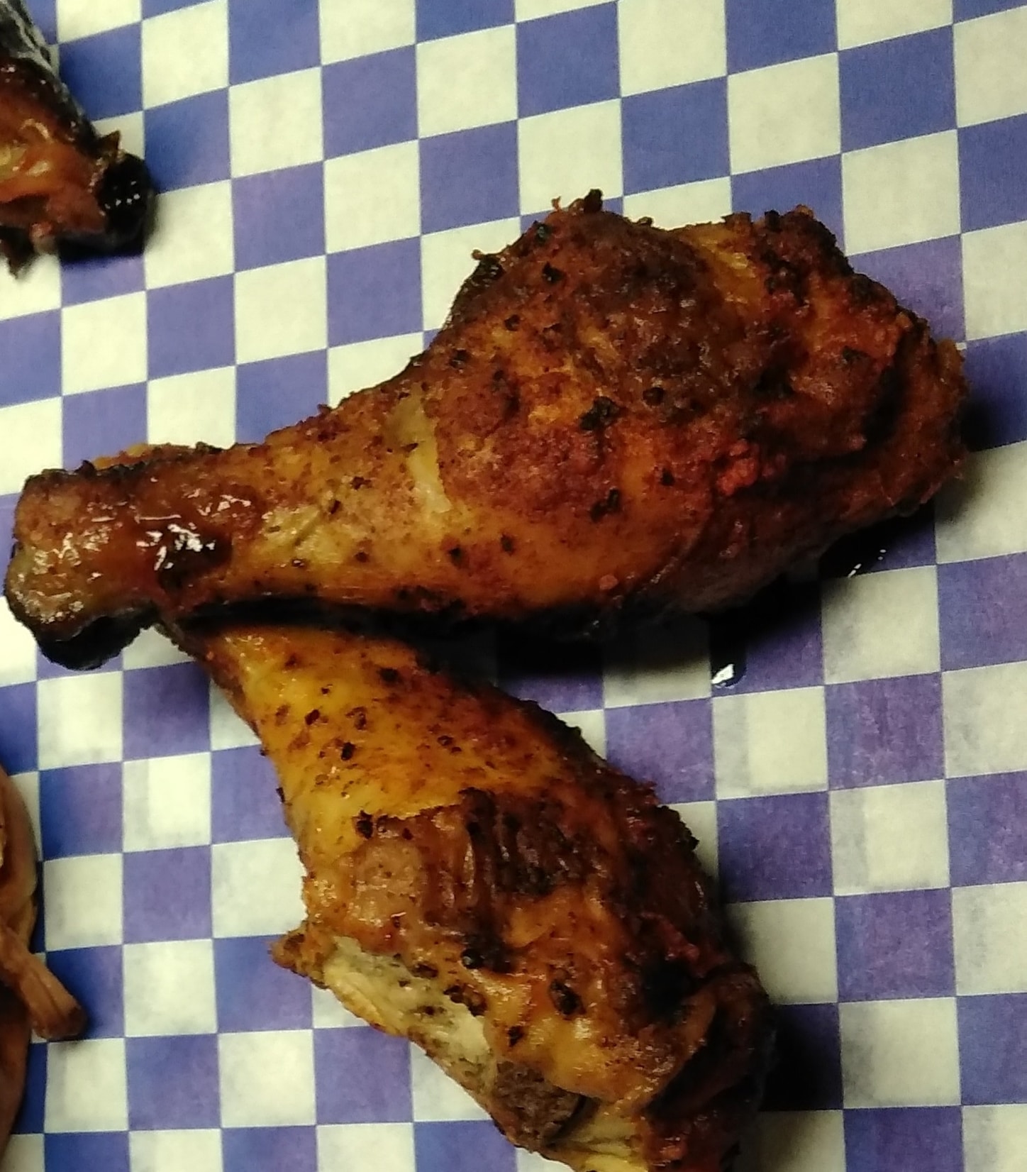 Two grilled drumsticks served with fries or one side order of choice.