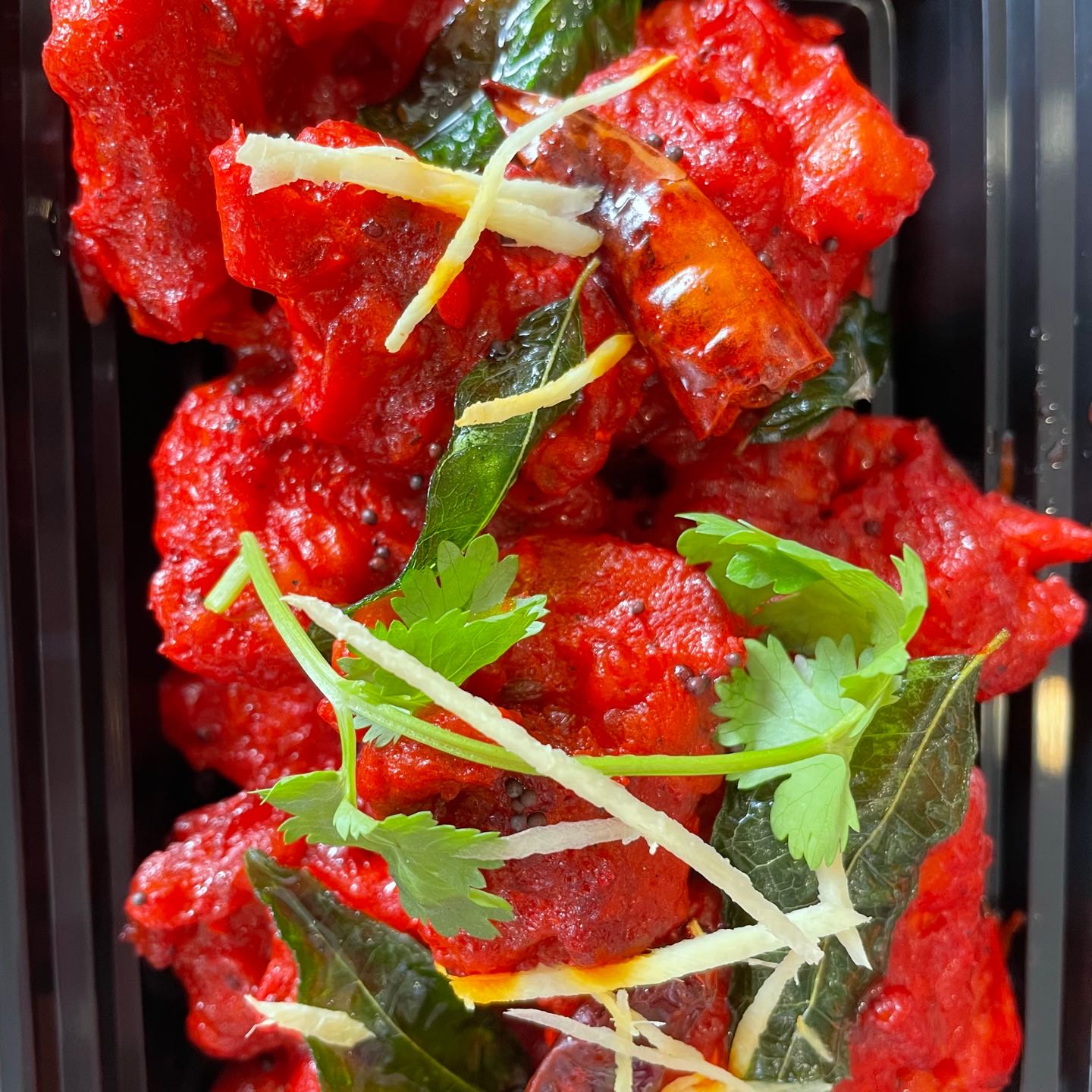 South Indian style fried chicken.